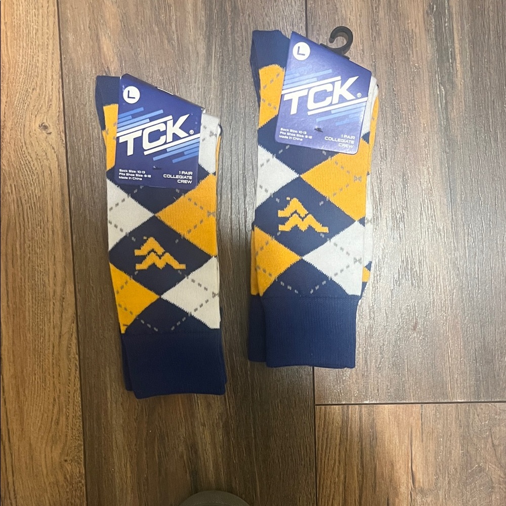 West Virginia Mountaineers TC Argyle Crew Socks - 2 pair